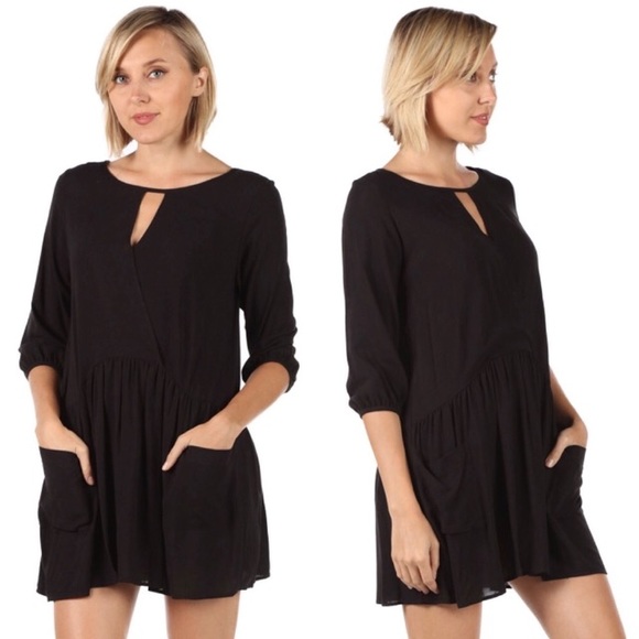 Tops - Linen 3/4 Sleeve Tunic Dress Pockets